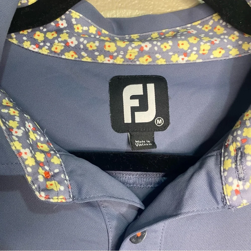 FJ Footjoy Polo Mens‎ Medium Purple Performance Winter Creek Golf Shirt Floral